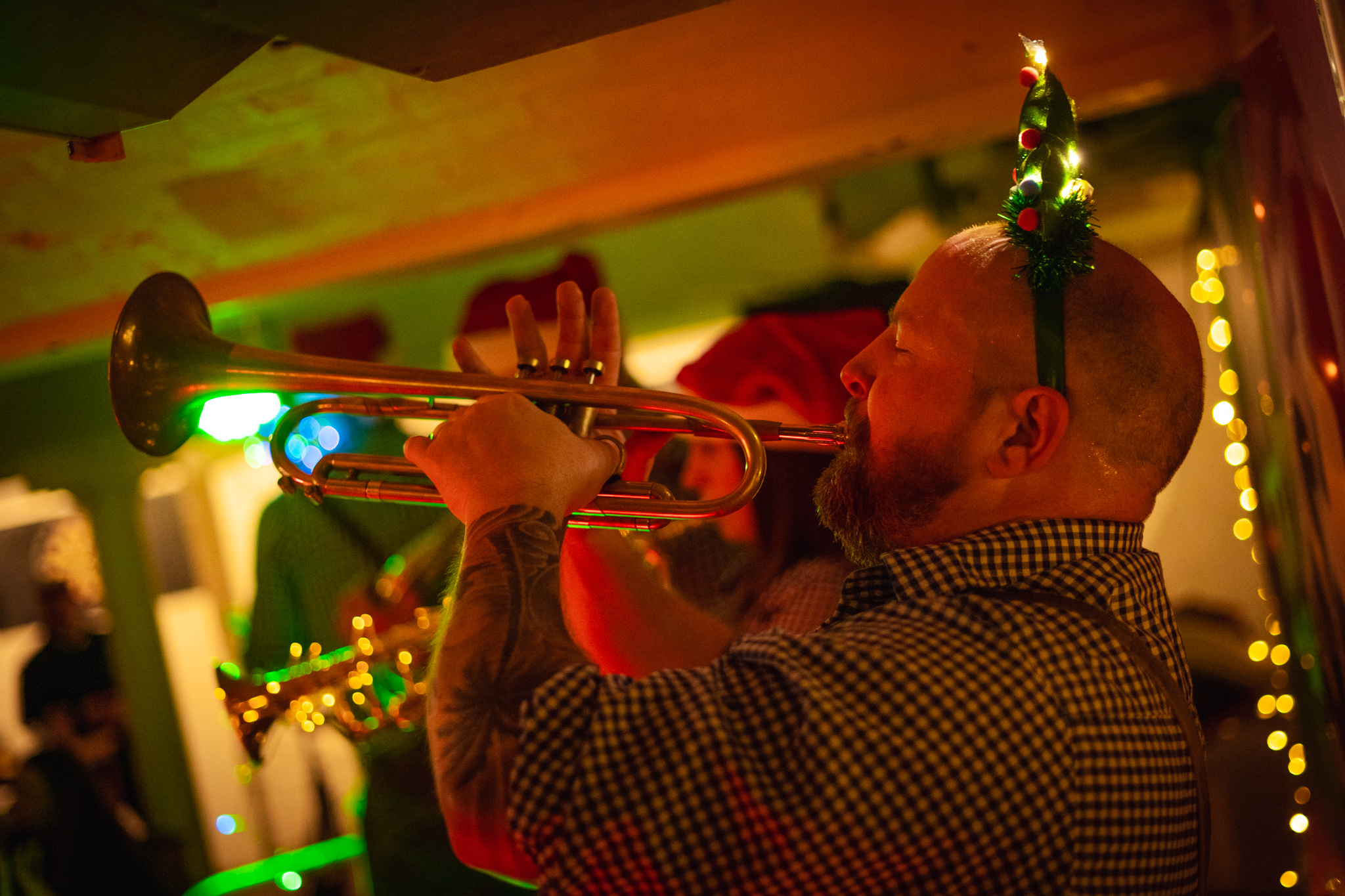 Oompah Brass trumpet at Christmas Party