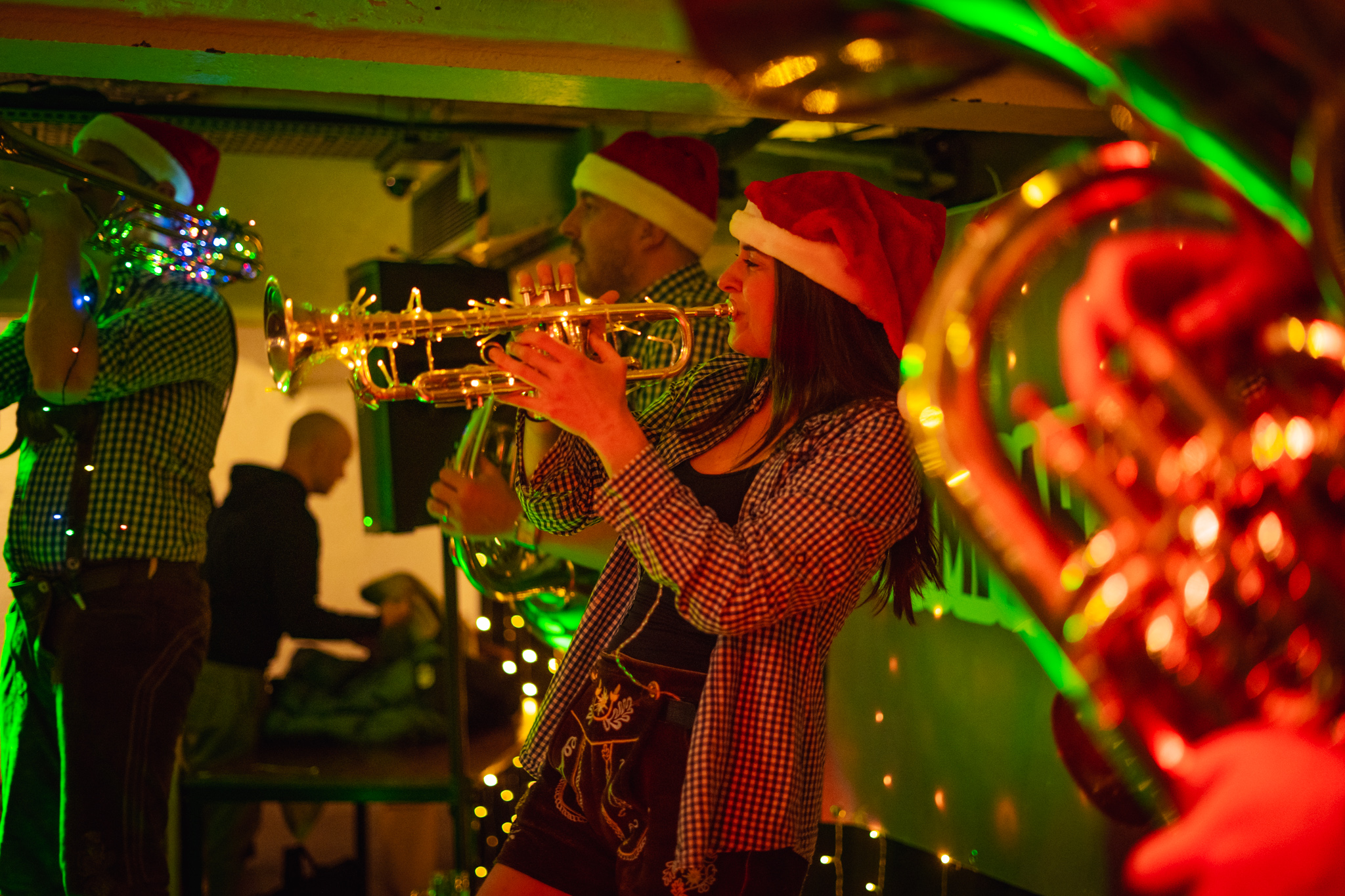 Oompah Brass performing at Christmas party